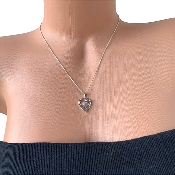 925 Sterling Silver Necklace Heart - Picture 12 of 12